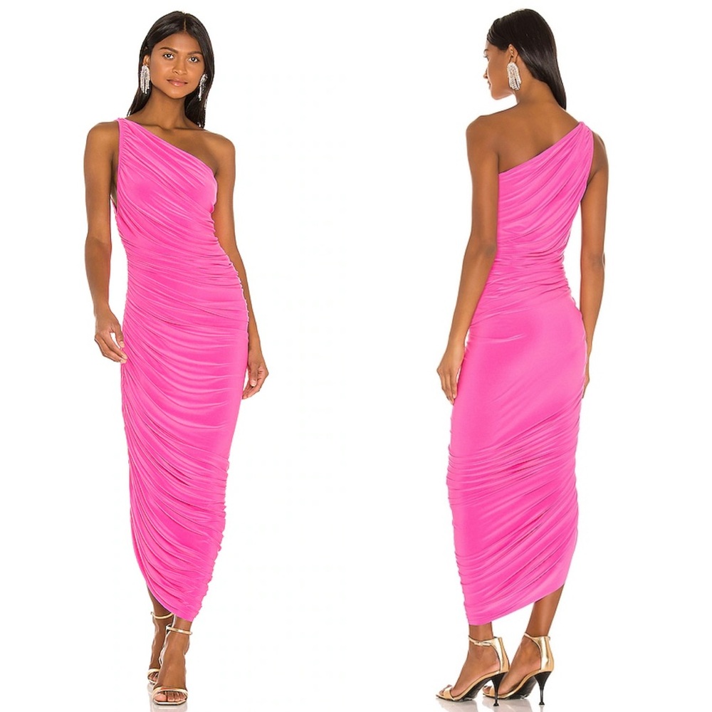 Norma Kamali Pink One-Shoulder Midi Dress